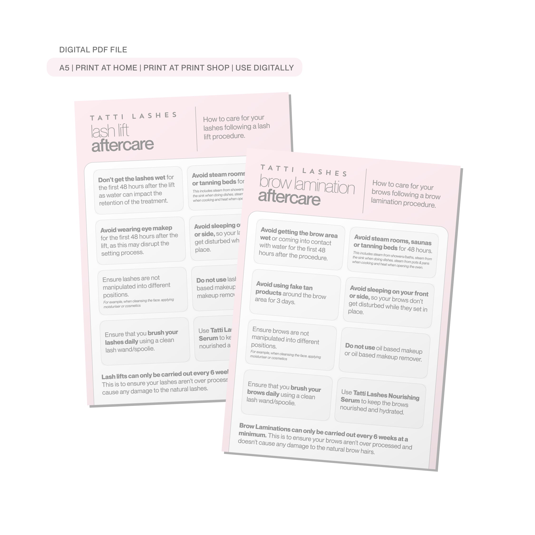 Lash & Brow Aftercare Card 1 Lash & Brow Aftercare Card