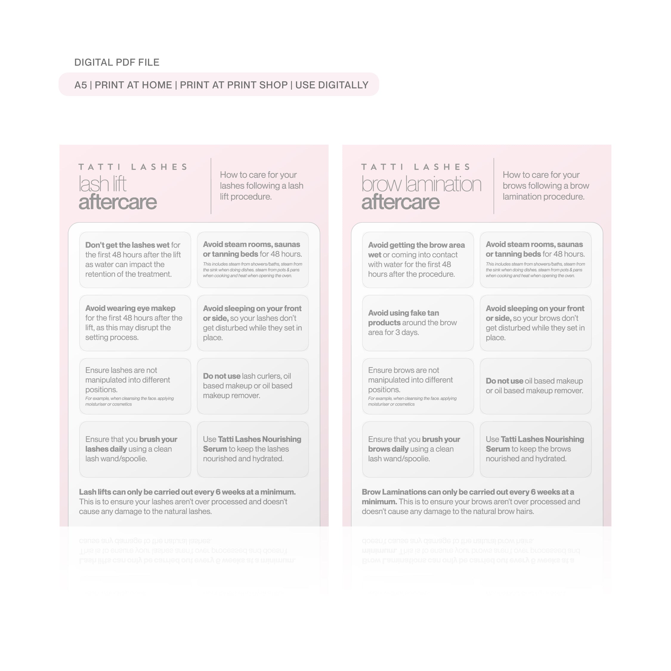 Lash & Brow Aftercare Card 3 Lash & Brow Aftercare Card
